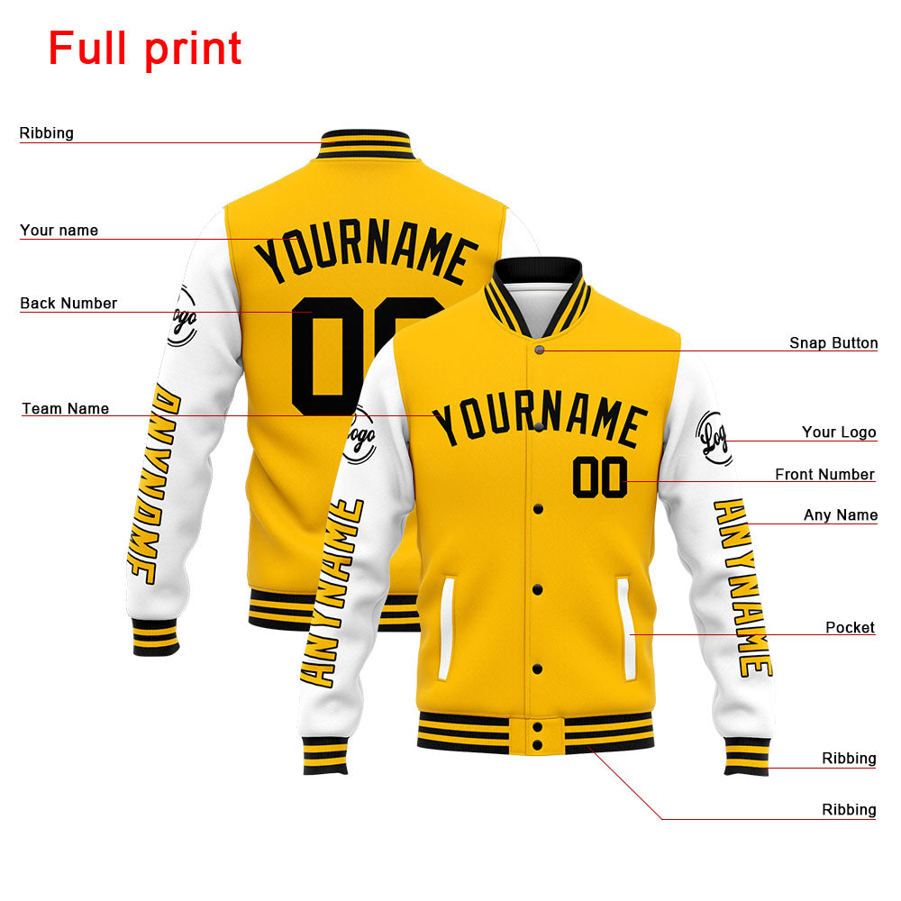 Custom Varsity Jacket Letterman jacket for Men, Women and Youth Yellow White enthsush