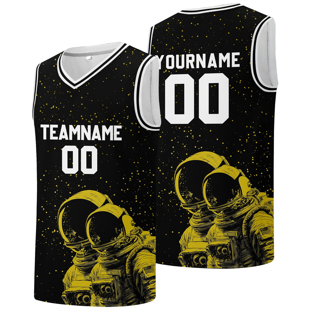 Custom basketball jersey for men and women. Stitched and printed name, number and logo Black enthsush