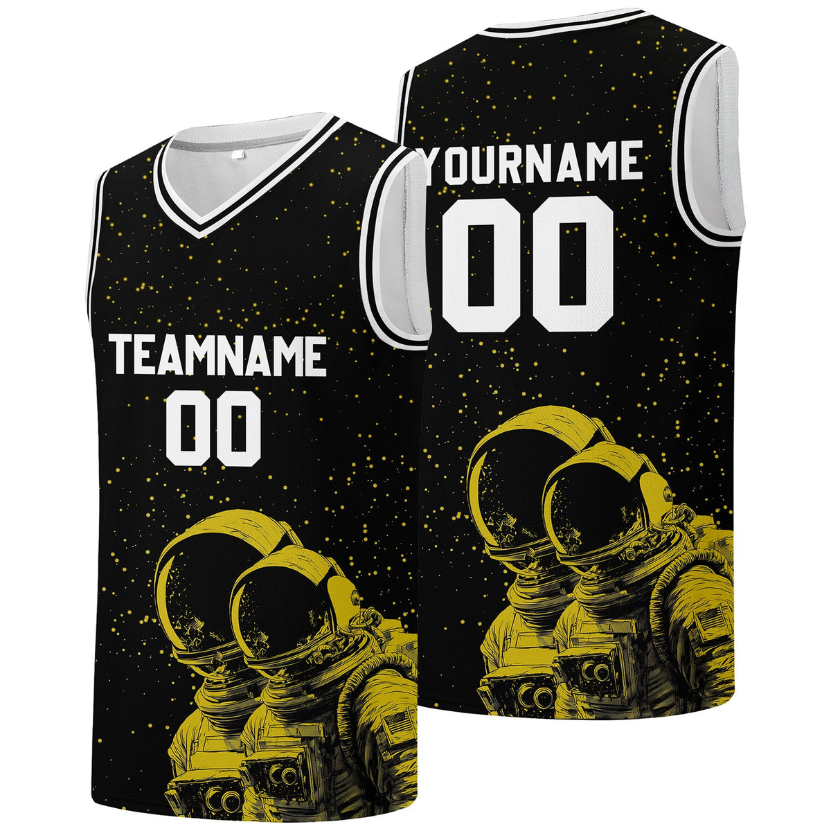 Custom basketball jersey for men and women. Stitched and printed name, number and logo Black enthsush