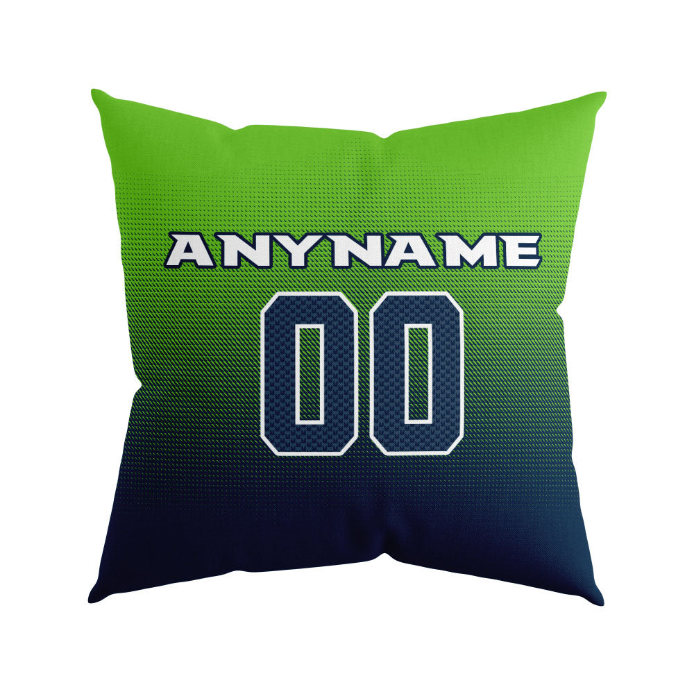 Custom Football Throw Pillow for Men Women Boy Gift Printed Your Personalized Name Number Navy&Neon Green&Gray enthsush