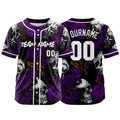 Custom Baseball Jersey Personalized Baseball Shirt for Men Women Kids Youth Teams Stitched and Print Rose Skull&Purple enthsush