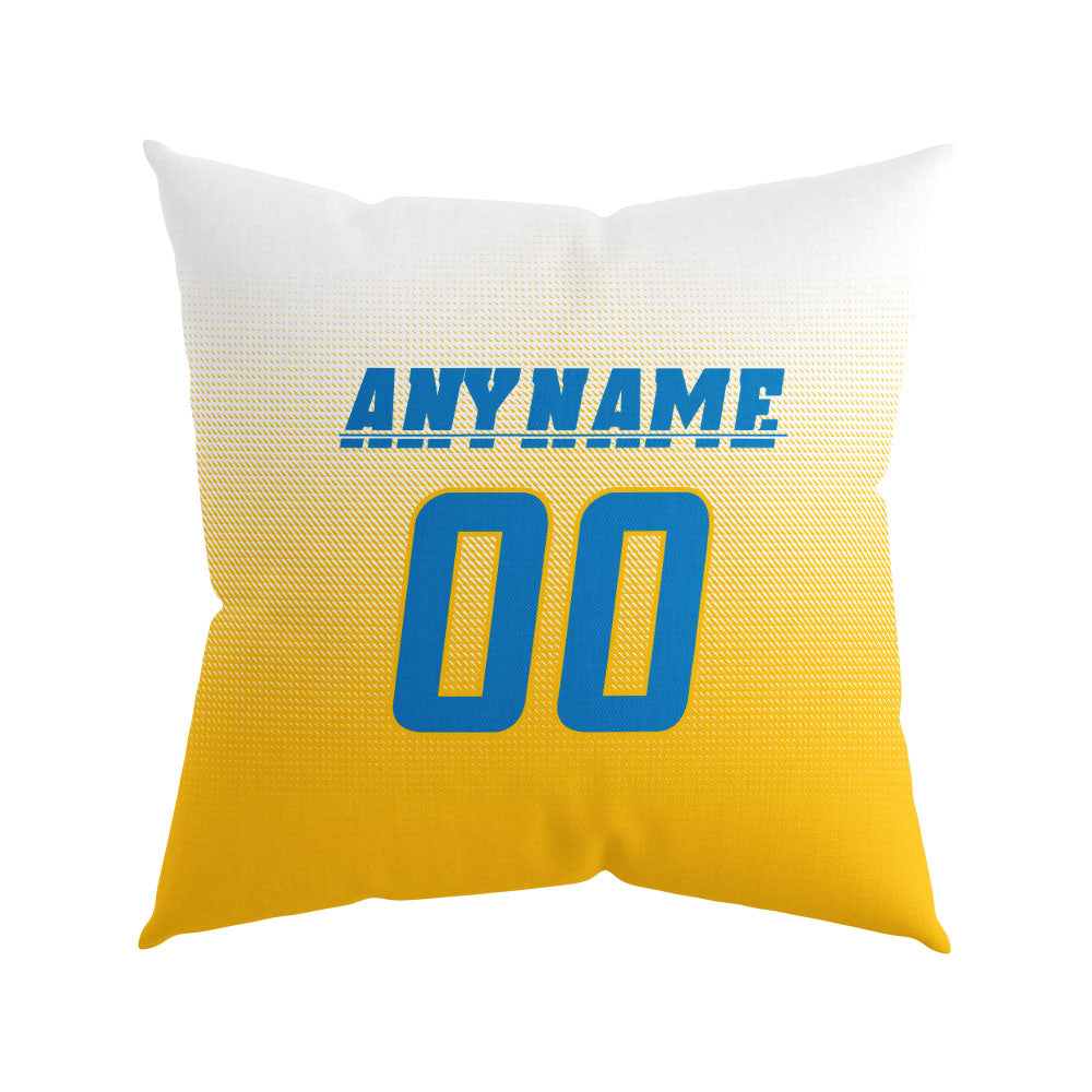 Custom Football Throw Pillow for Men Women Boy Gift Printed Your Personalized Name Number Yellow&Powder Blue&White enthsush
