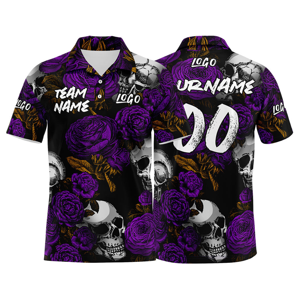 Custom Football Polo Shirts  Add Your Unique Logo/Name/Number Purple enthsush