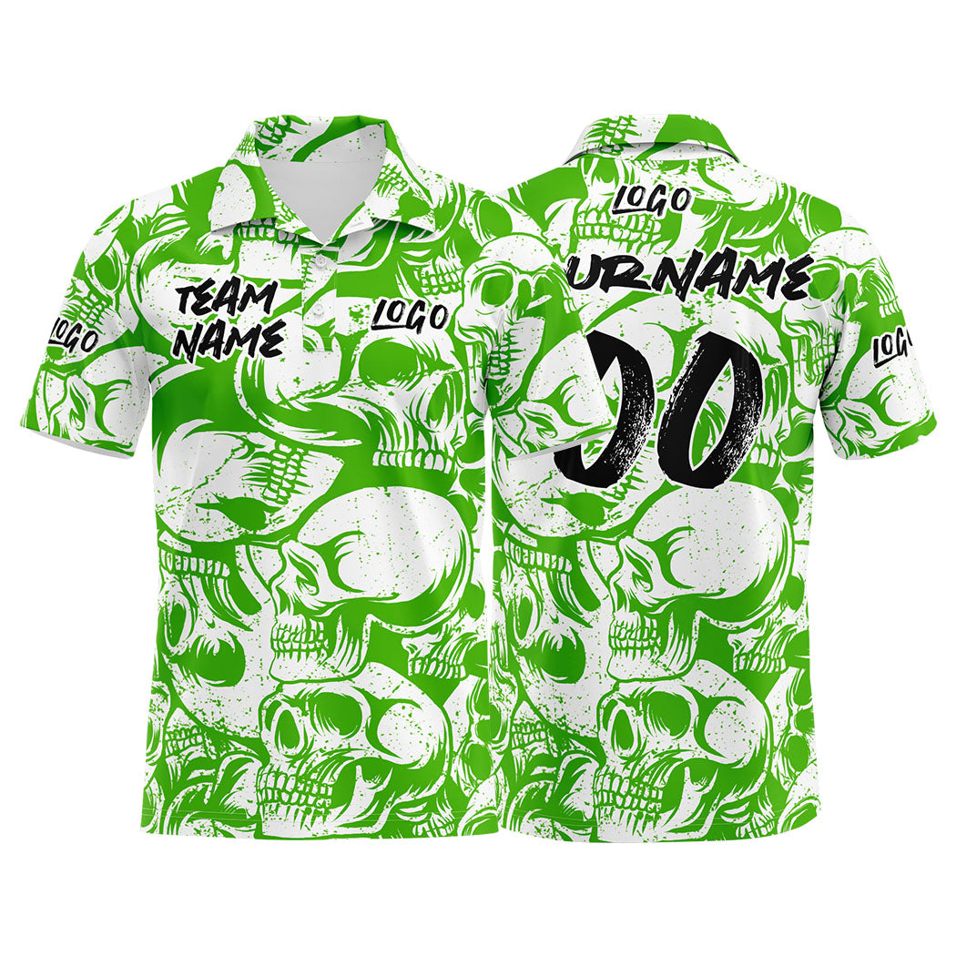 Custom Football Polo Shirts  Add Your Unique Logo/Name/Number Green&White enthsush