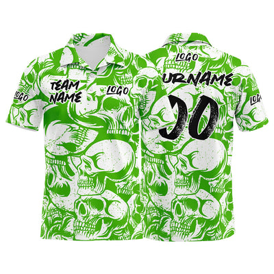 Custom Football Polo Shirts  Add Your Unique Logo/Name/Number Green&White enthsush