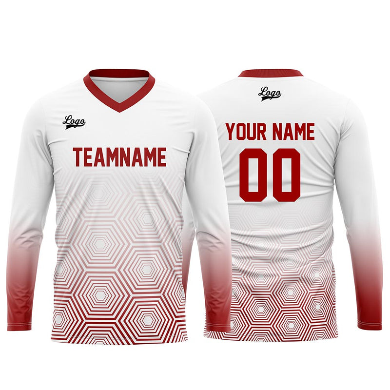 Custom Red White Basketball Soccer Football Shooting Long T-Shirt for Adults and Kids