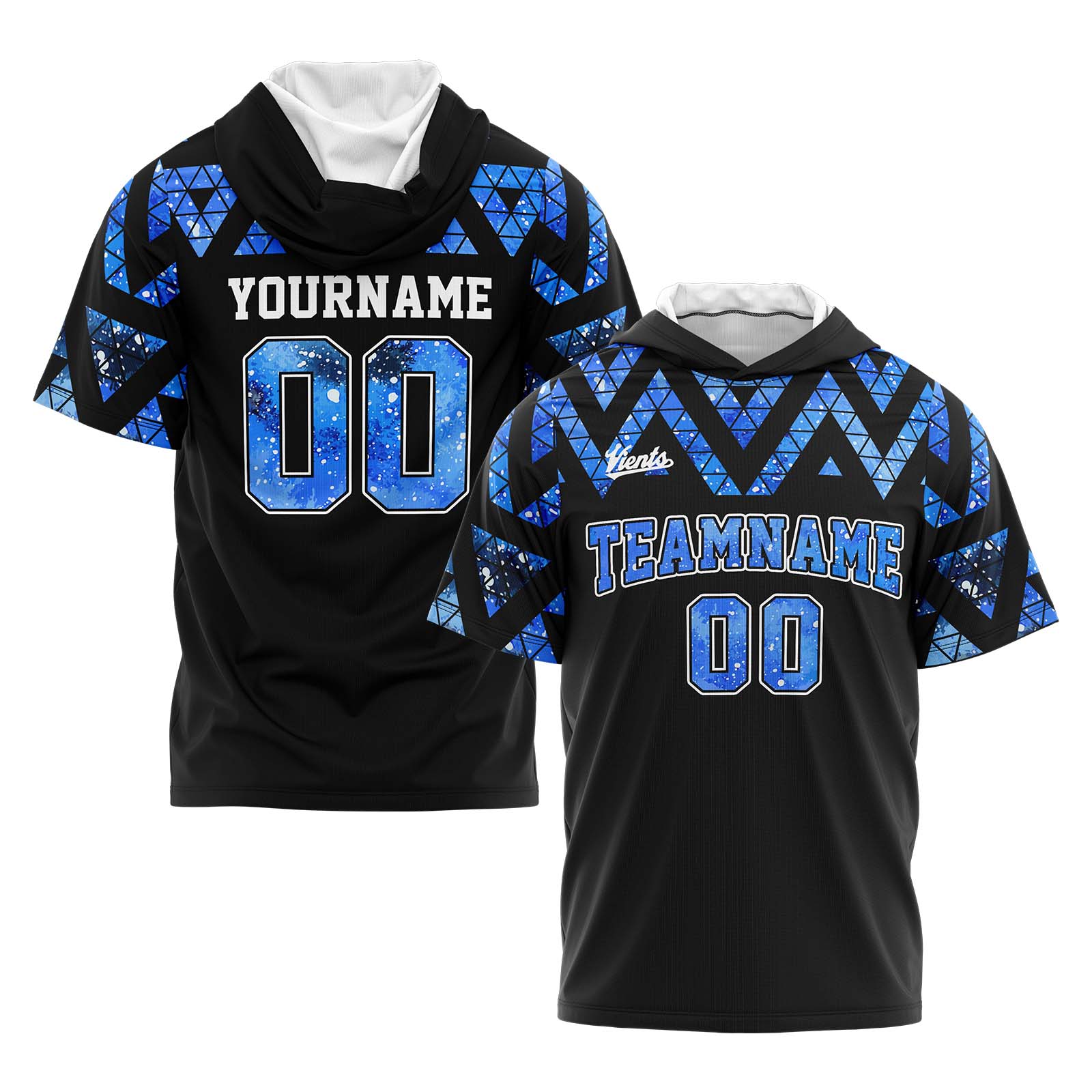 Custom Black Blue Short Sleeve Hoodies for Men Women Shirts with Hoods Printed Name Logo enthsush