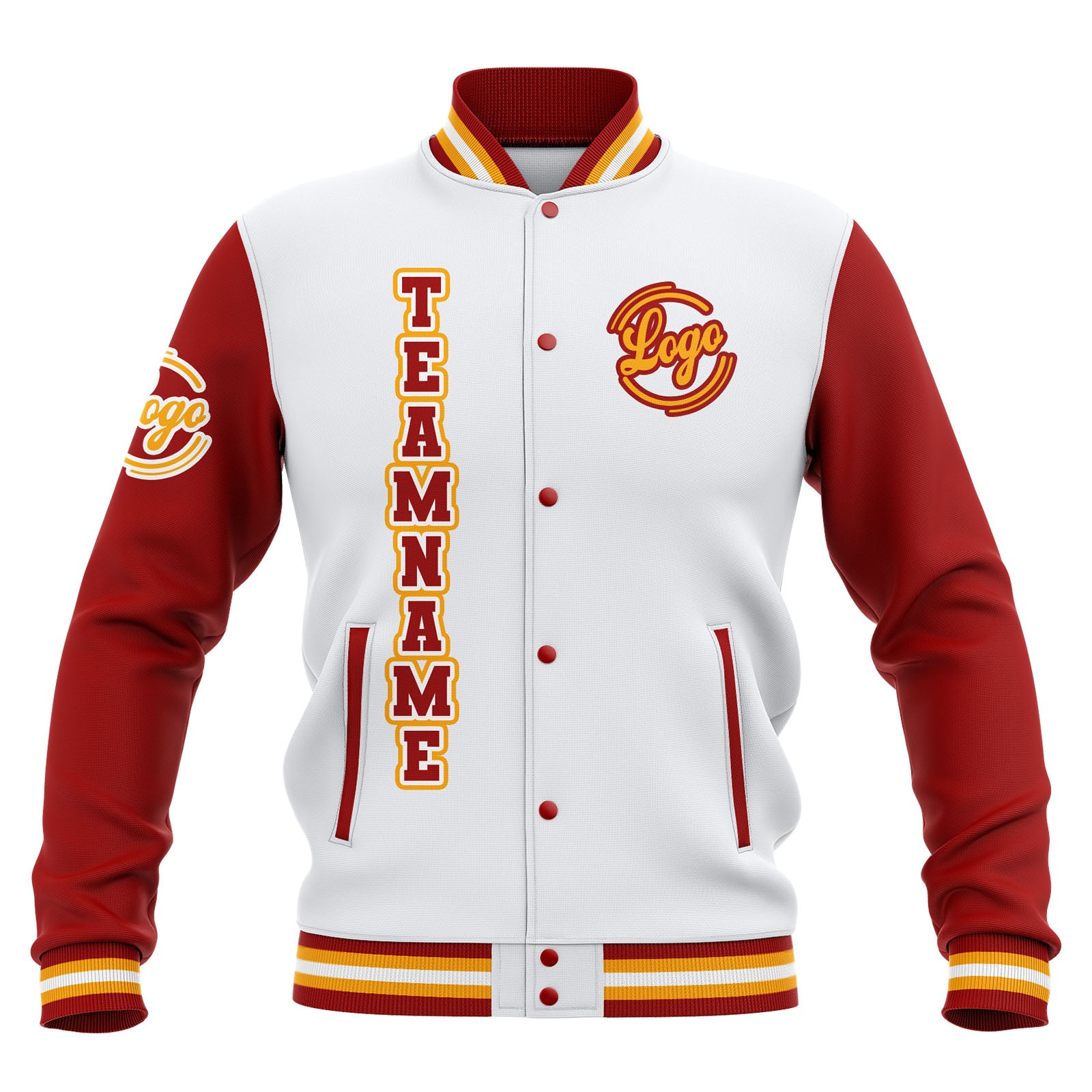 Custom White Red Yellow Waterproof Varsity Jackets Personalized Stitched Name Number Logo to Letterman Jackets enthsush