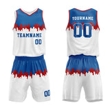 Custom Basketball Jersey Uniform Suit Printed Your Logo Name Number Gray Blue-White