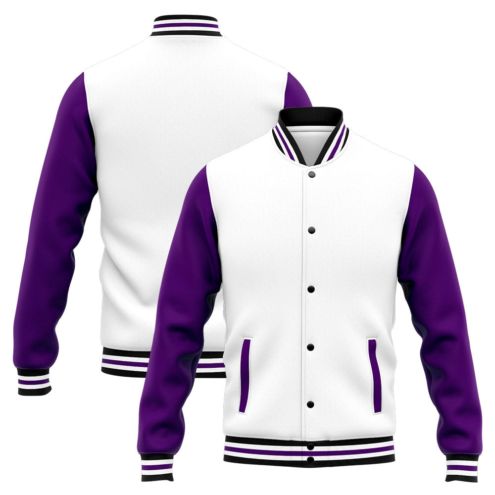 Custom Varsity Jacket Letterman jacket for Men, Women and Youth Purple White enthsush