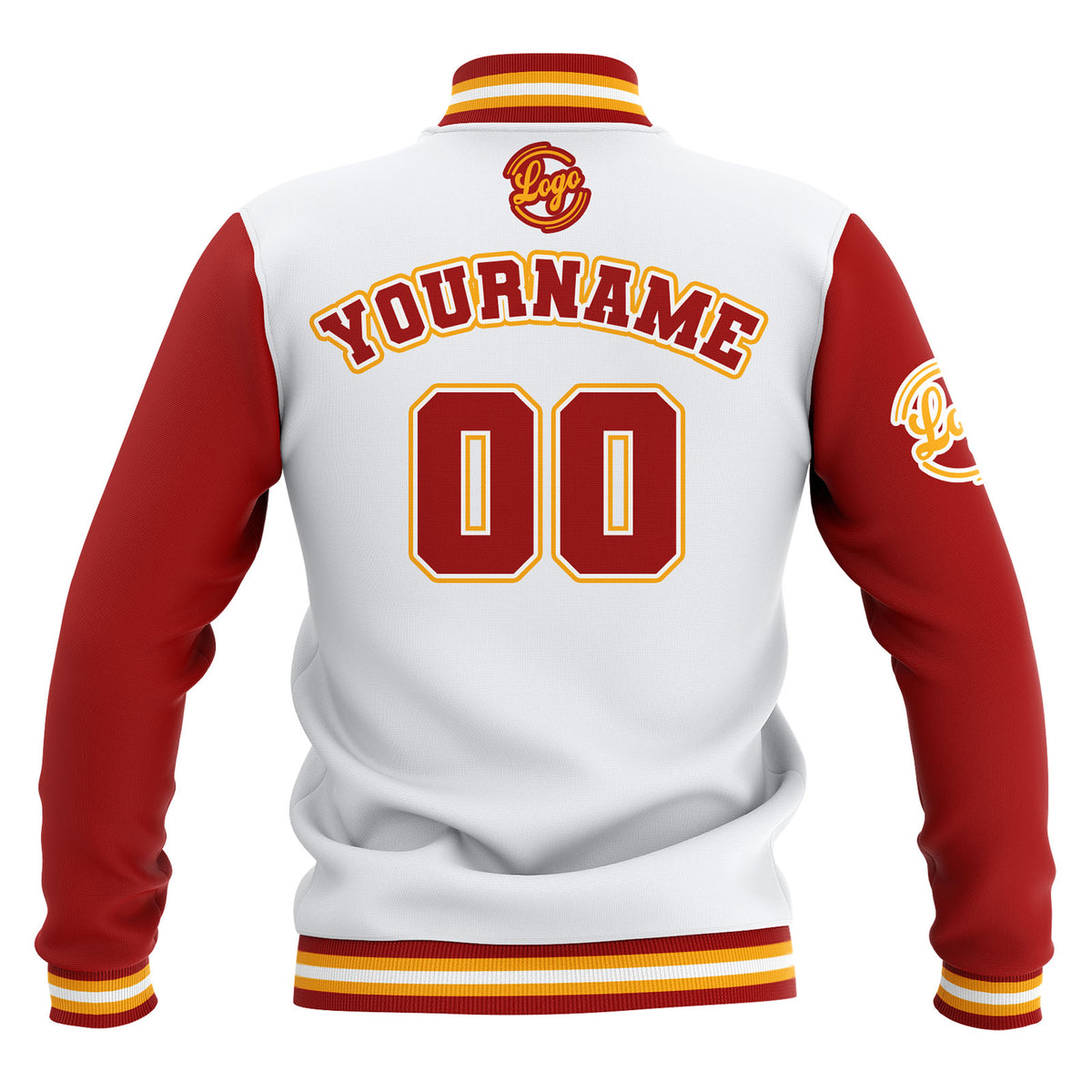 Custom White Red Yellow Waterproof Varsity Jackets Personalized Stitched Name Number Logo to Letterman Jackets enthsush