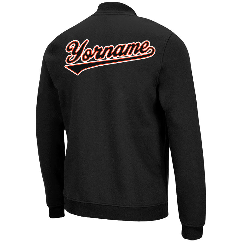Custom Long Sleeve Windbreaker Jackets Uniform Printed Your Logo Name Number Black-Orange-White enthsush