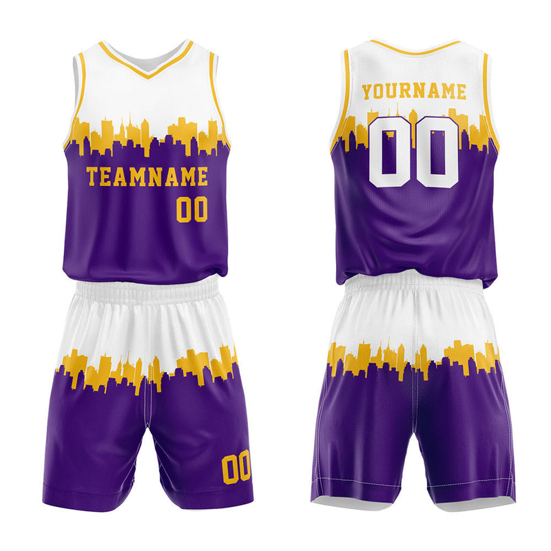 Custom Basketball Jersey Uniform Suit Printed Your Logo Name Number White-Purple