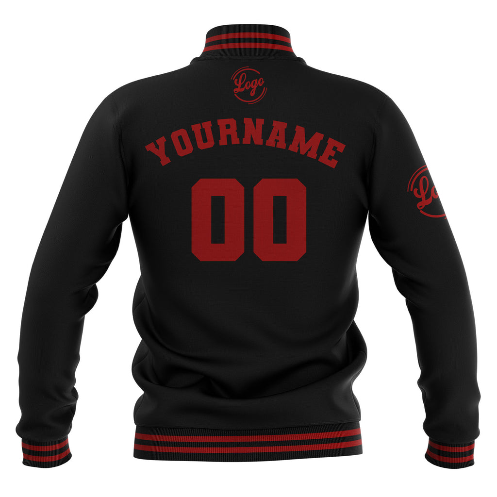 Custom Black Red Waterproof Varsity Jackets Personalized Stitched Name Number Logo to Letterman Jackets enthsush