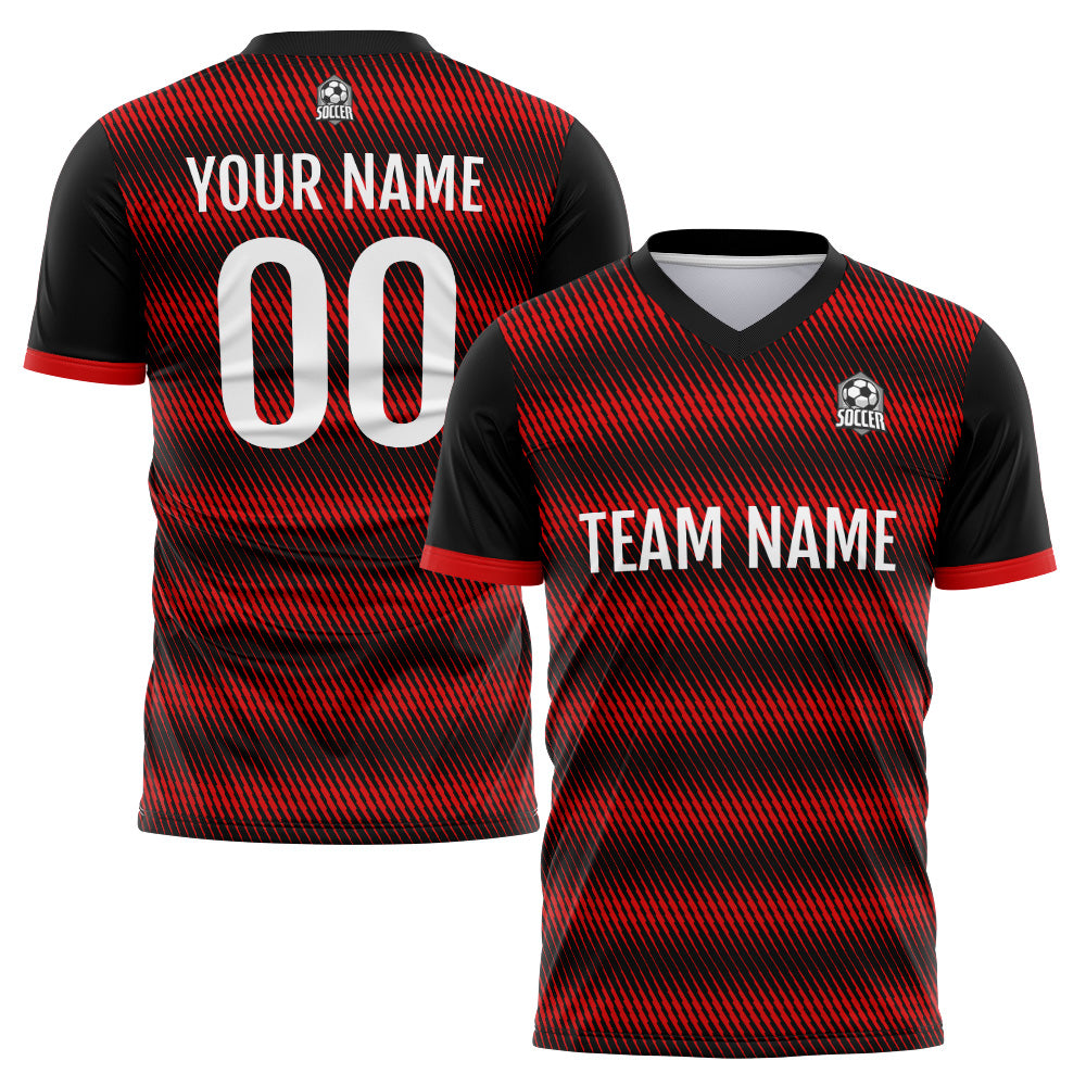 Custom Soccer Jerseys for Men Women Personalized Soccer Uniforms for Adult and Kid Black-Red enthsush