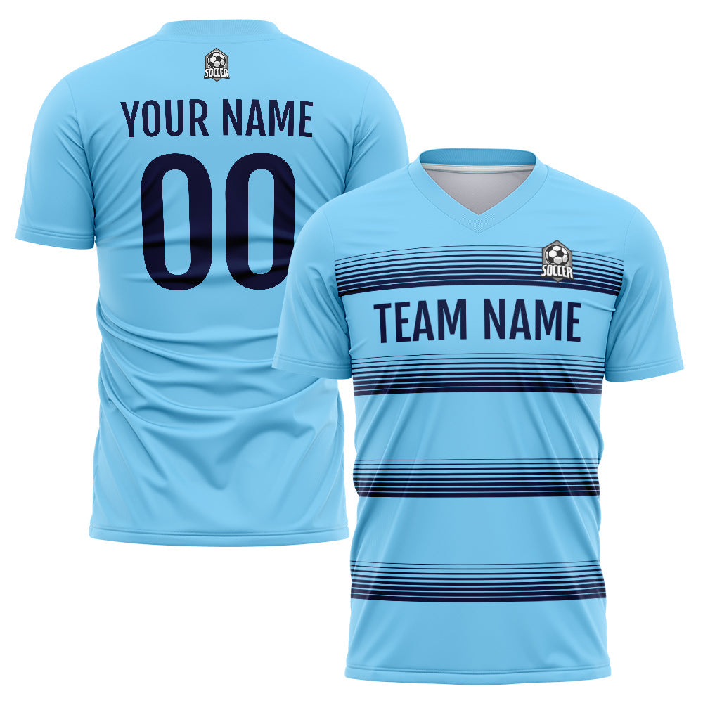 Custom Soccer Jerseys for Men Women Personalized Soccer Uniforms for Adult and Kid Light Blue-Navy enthsush