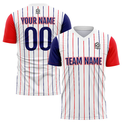 Custom Soccer Jerseys for Men Women Personalized Soccer Uniforms for Adult and Kid White-Red-Navy enthsush
