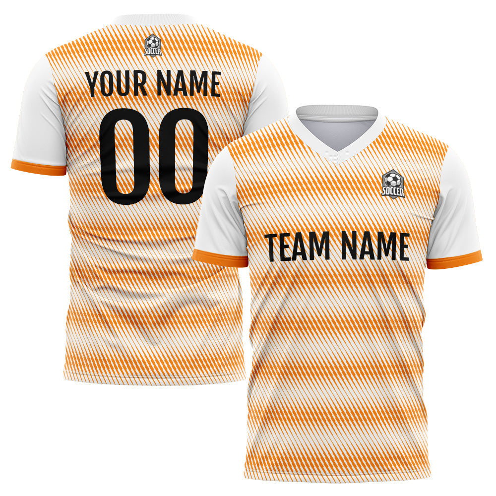 Custom Soccer Jerseys for Men Women Personalized Soccer Uniforms for Adult and Kid White-Orange enthsush