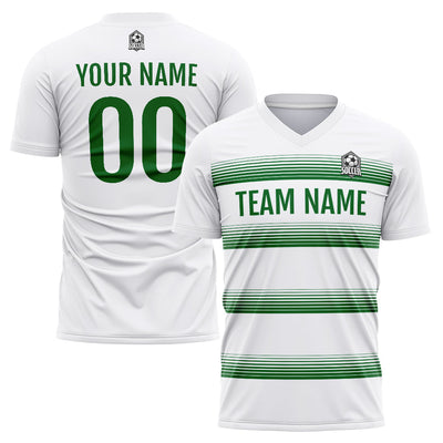 Custom Soccer Jerseys for Men Women Personalized Soccer Uniforms for Adult and Kid White-Green enthsush