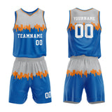 Custom Basketball Jersey Uniform Suit Printed Your Logo Name Number Gray-Gray Blue