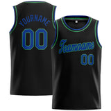 Custom Stitched Basketball Jersey for Men, Women And Kids Black-Blue-Teal