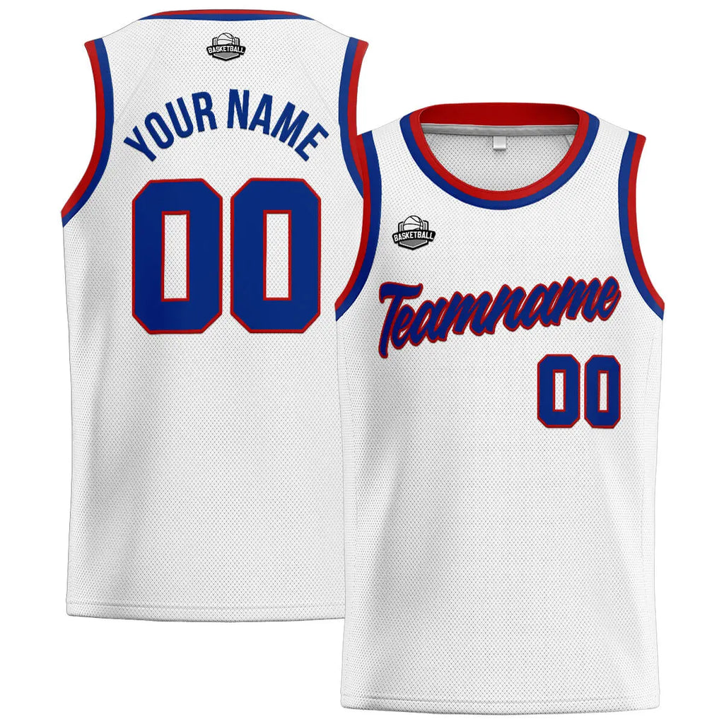 Custom Stitched Basketball Jersey for Men, Women  And Kids White-Royal-Red enthsush