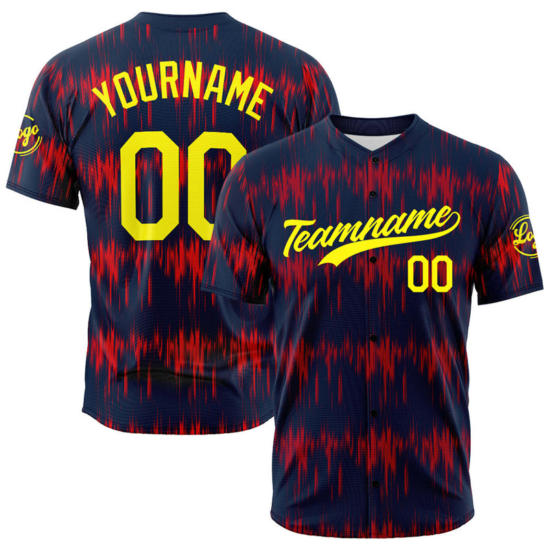 Custom Full Print Design Authentic Baseball Jersey Navy