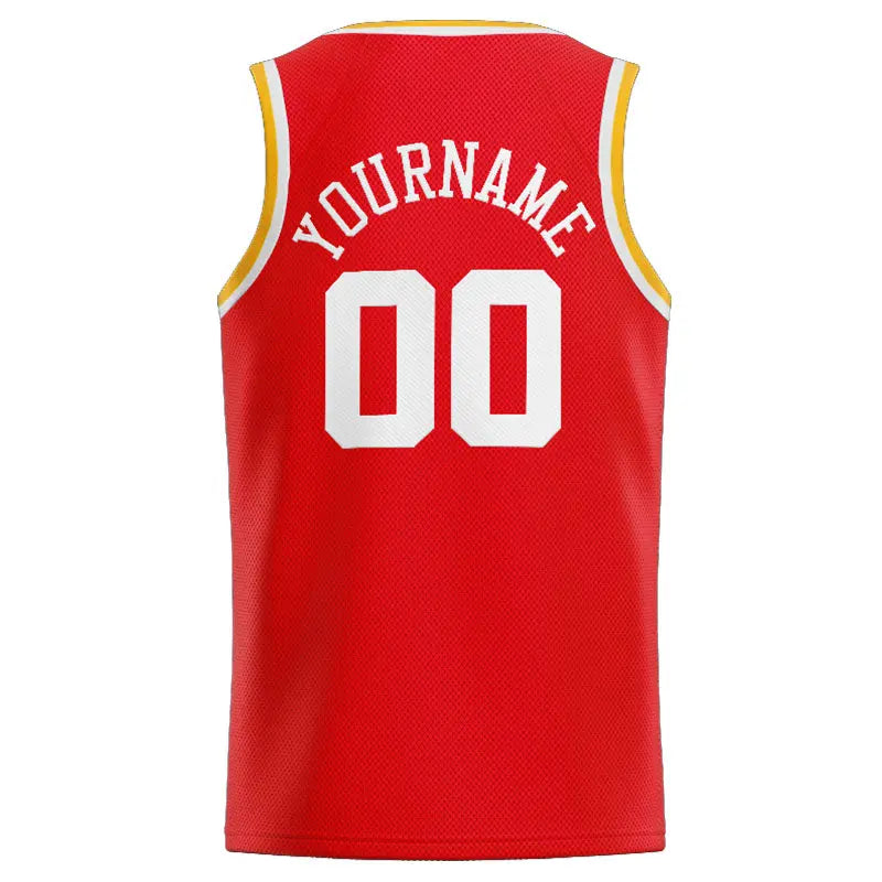 Custom Stitched Basketball Jersey for Men, Women And Kids Red-White-Yellow enthsush