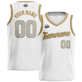 Custom Stitched Basketball Jersey for Men, Women  And Kids White-Gold-Gray