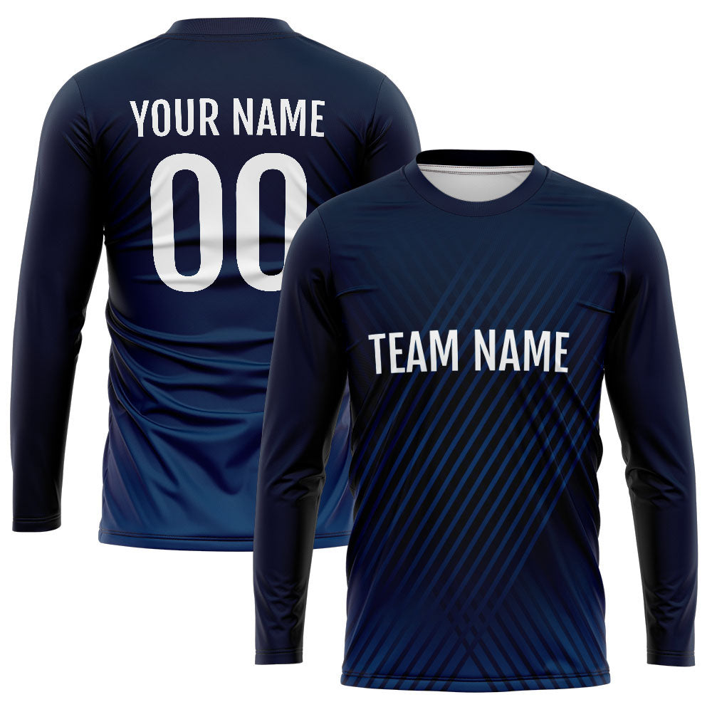 Custom Basketball Soccer Football Shooting Long T-Shirt for Adults and Kids Navy enthsush