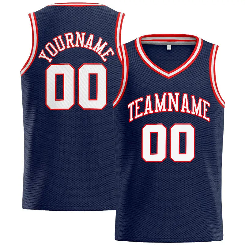 Custom Stitched Basketball Jersey for Men, Women And Kids Navy-White-Red enthsush