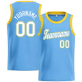 Custom Stitched Basketball Jersey for Men, Women And Kids Light Blue-White-Yellow enthsush