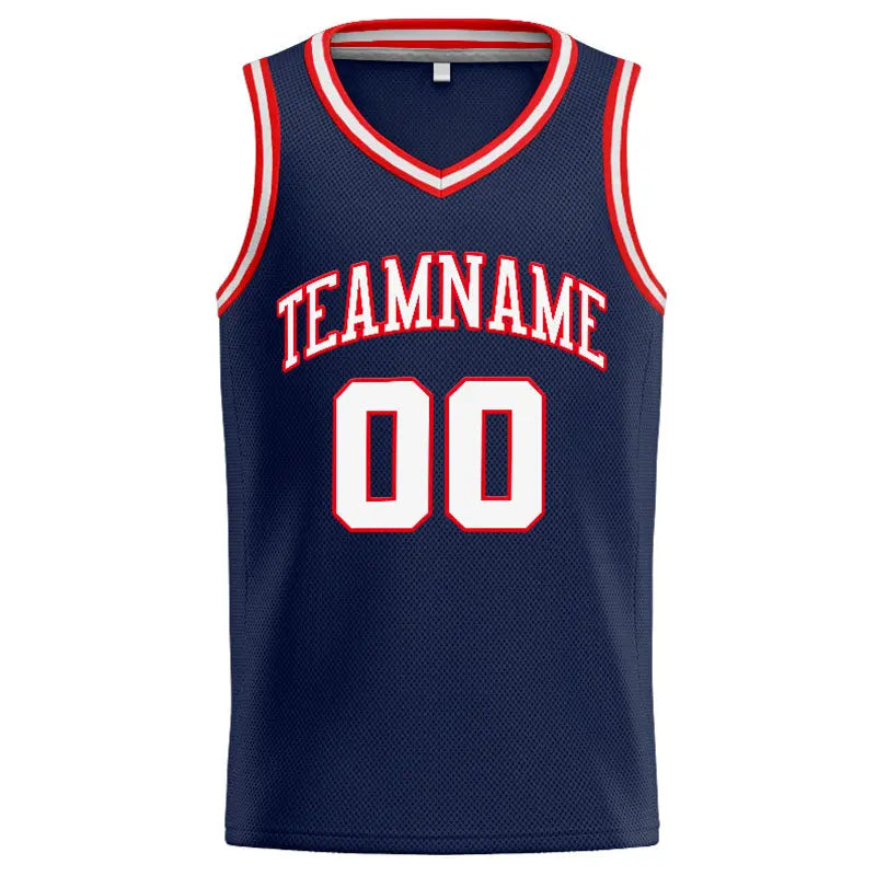 Custom Stitched Basketball Jersey for Men, Women And Kids Navy-White-Red enthsush