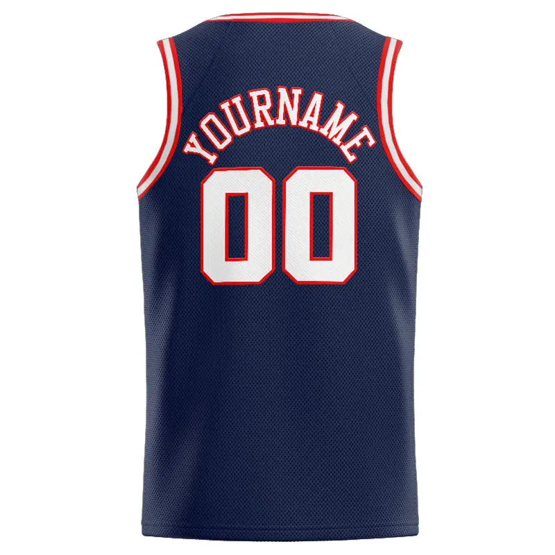 Custom Stitched Basketball Jersey for Men, Women And Kids Navy-White-Red enthsush