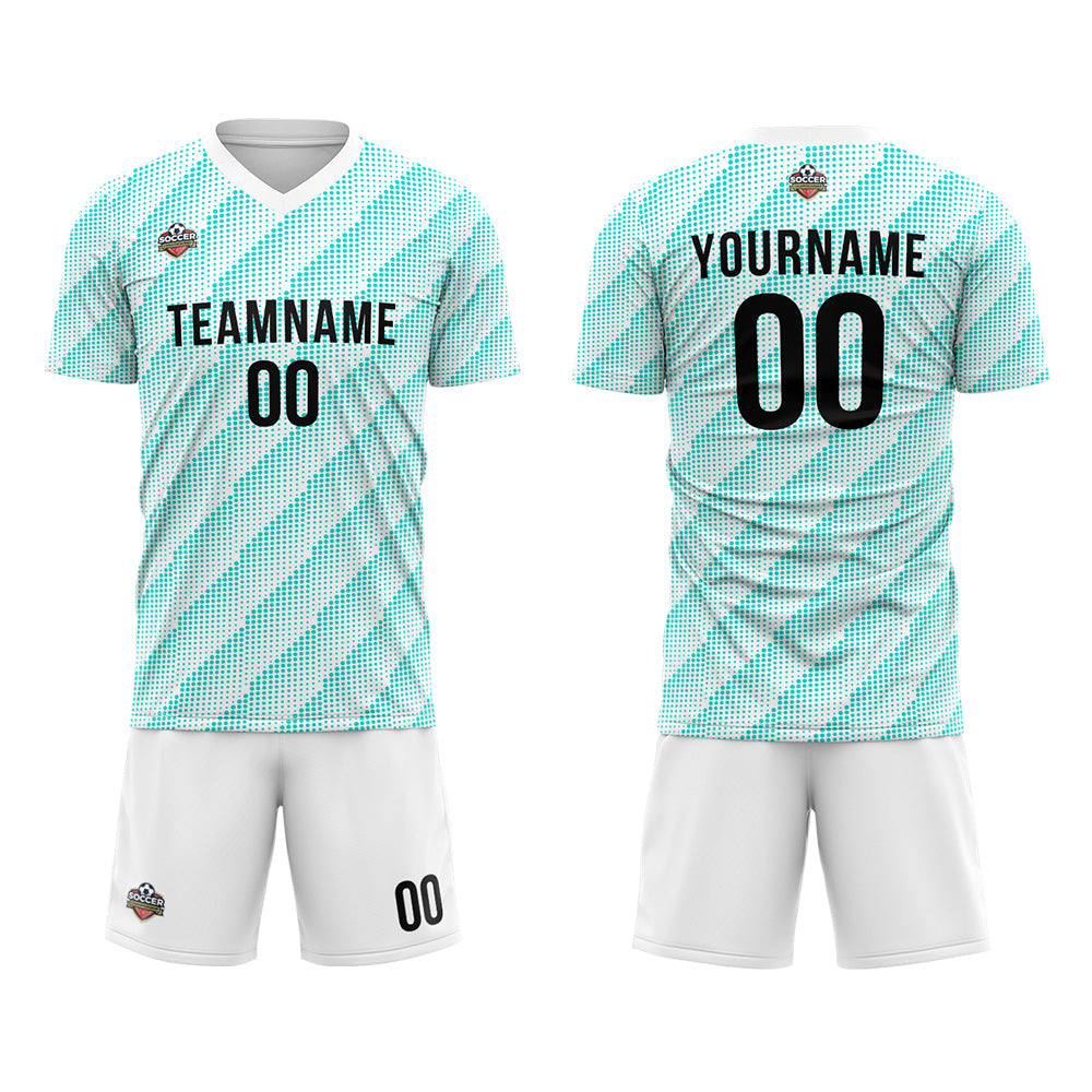 Custom Soccer Jerseys for Men Women Personalized Soccer Uniforms for Adult and Kid White-Teal enthsush