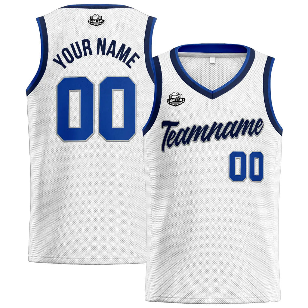 Custom Stitched Basketball Jersey for Men, Women  And Kids White-Royal-Navy enthsush