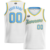 Custom Stitched Basketball Jersey for Men, Women  And Kids White-Light Blue-Yellow