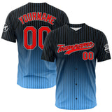 Custom Full Print Design Authentic Baseball Jersey Black-Light Blue