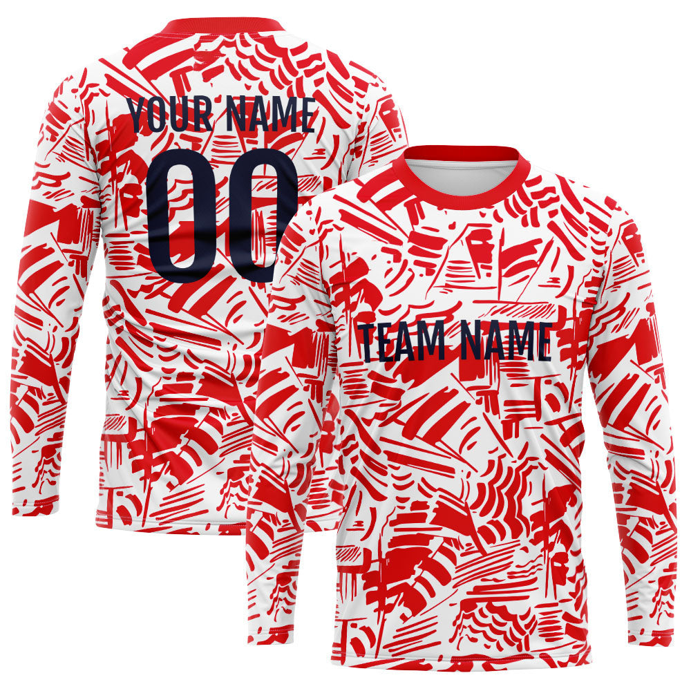 Custom Basketball Soccer Football Shooting Long T-Shirt for Adults and Kids Red enthsush