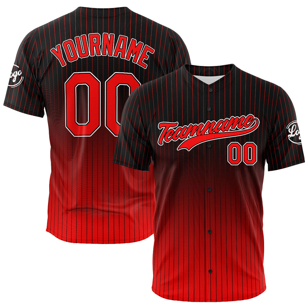 Custom Full Print Design Authentic Baseball Jersey Black-Red enthsush