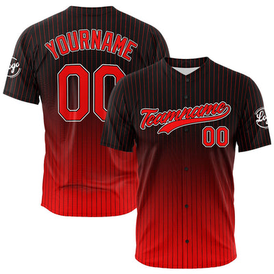 Custom Full Print Design Authentic Baseball Jersey Black-Red enthsush