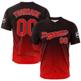 Custom Full Print Design Authentic Baseball Jersey Black-Red
