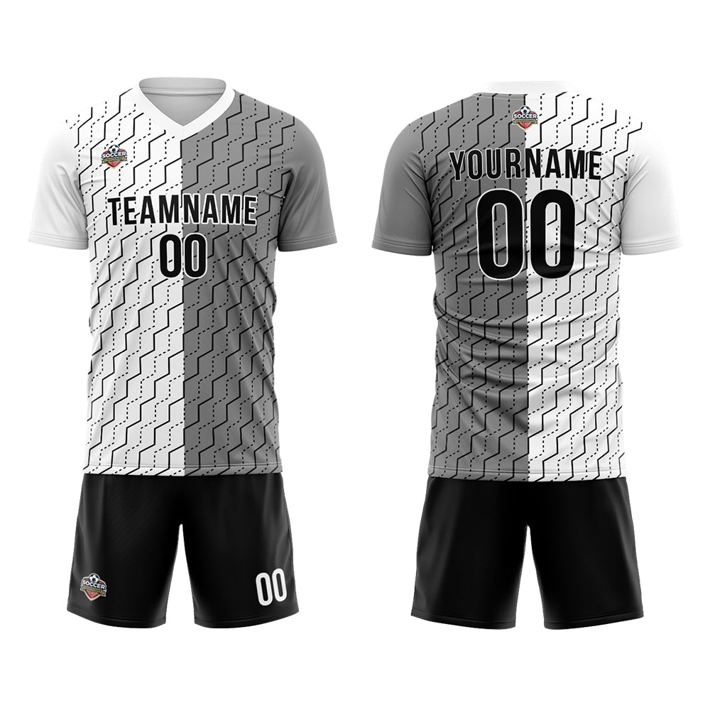 Custom Soccer Jerseys for Men Women Personalized Soccer Uniforms for Adult and Kid White-Gray enthsush
