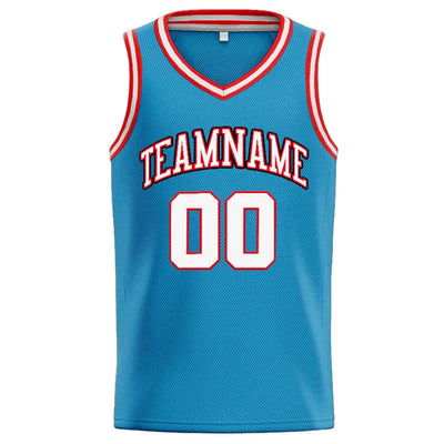 Custom Stitched Basketball Jersey for Men, Women And Kids Aqua-White-Red enthsush