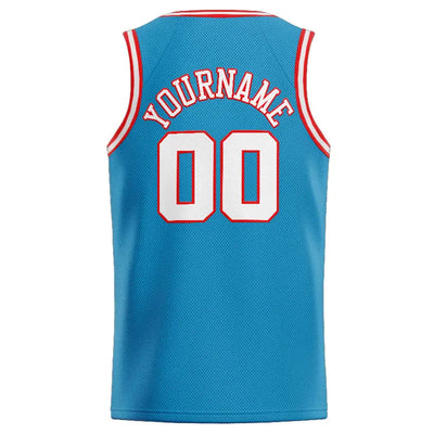 Custom Stitched Basketball Jersey for Men, Women And Kids Aqua-White-Red enthsush