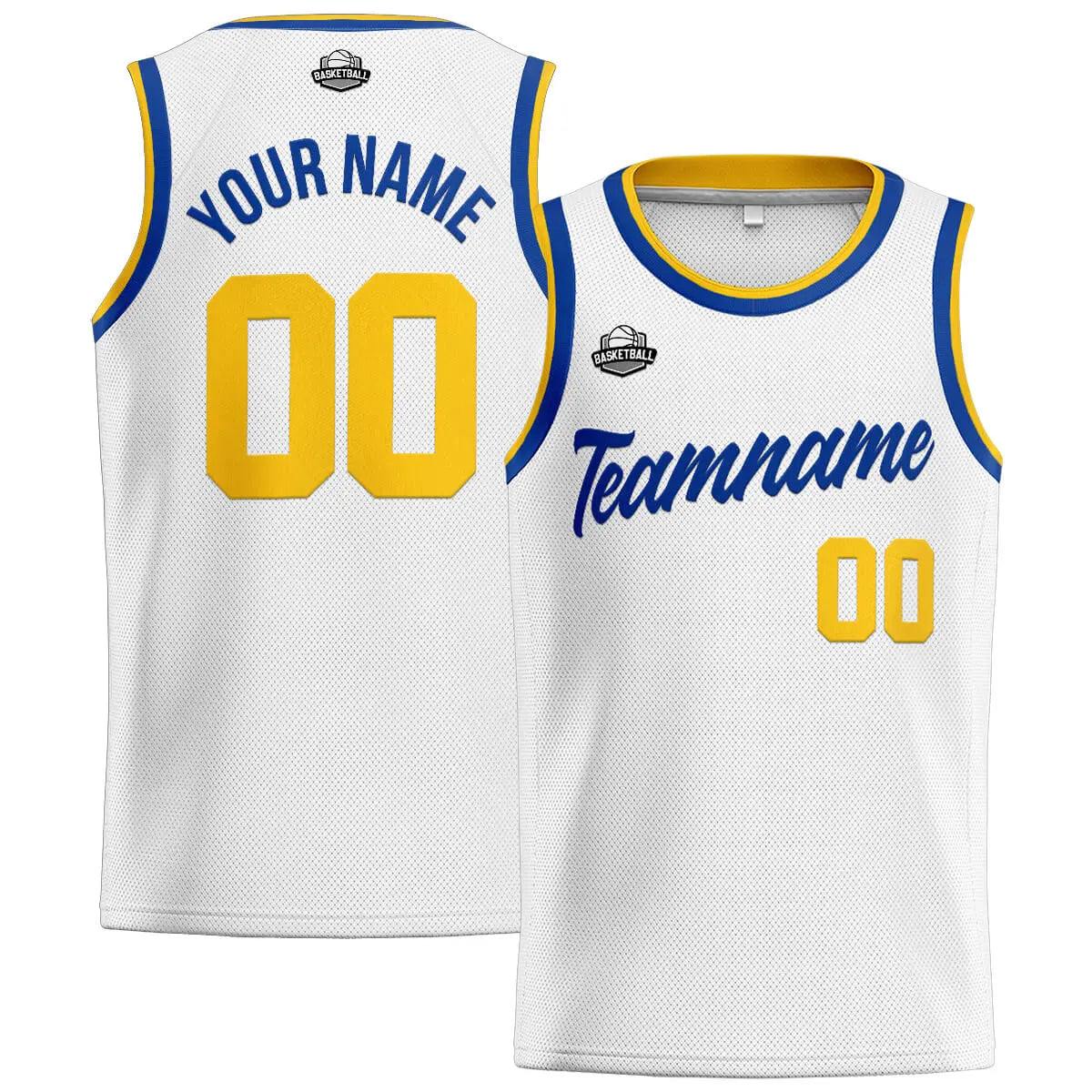 Custom Stitched Basketball Jersey for Men, Women  And Kids White-Royal-Yellow enthsush