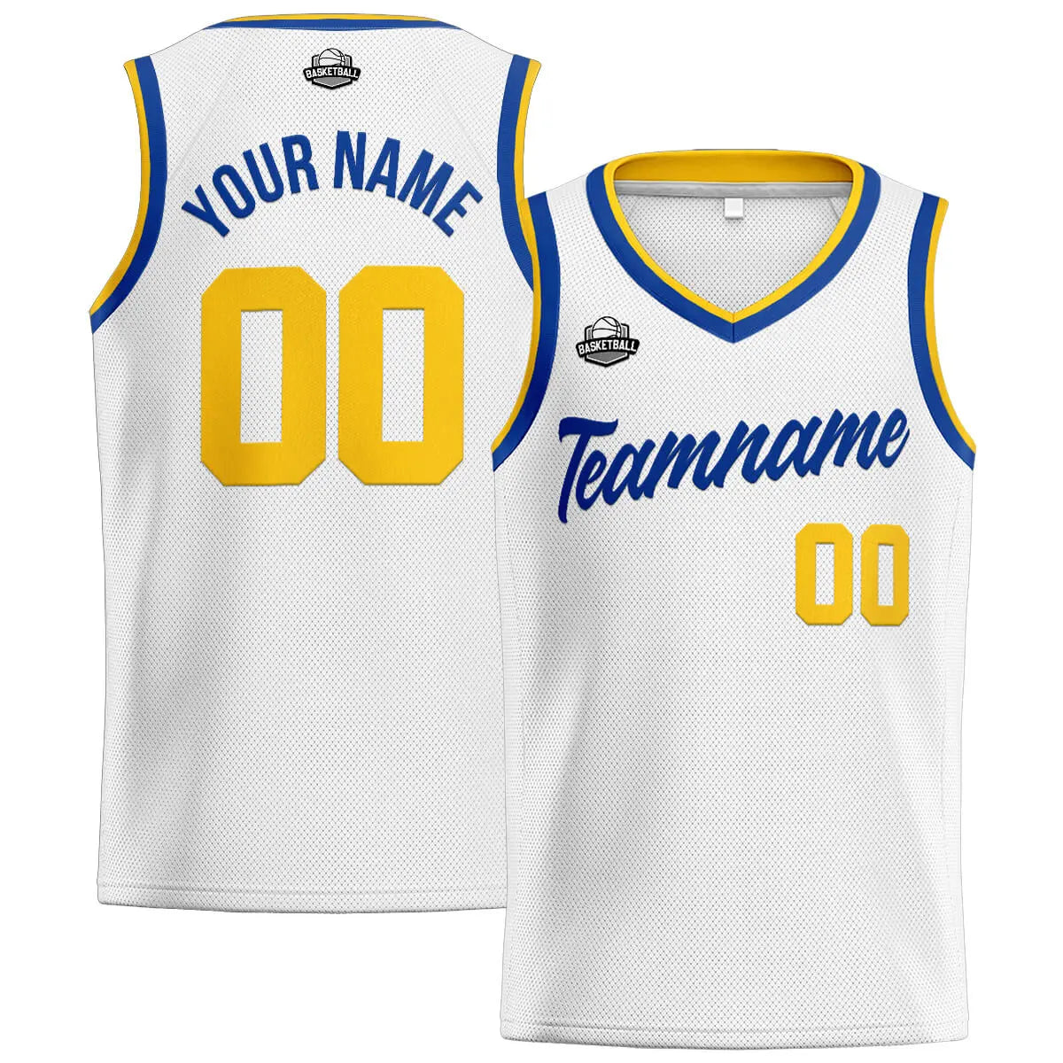 Custom Stitched Basketball Jersey for Men, Women  And Kids White-Royal-Yellow enthsush