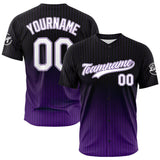Custom Full Print Design Authentic Baseball Jersey Black-Purple