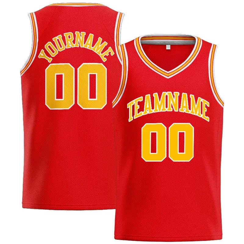 Custom Stitched Basketball Jersey for Men, Women And Kids Red-Yellow-White enthsush