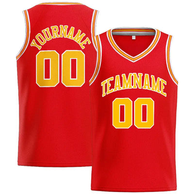 Custom Stitched Basketball Jersey for Men, Women And Kids Red-Yellow-White enthsush